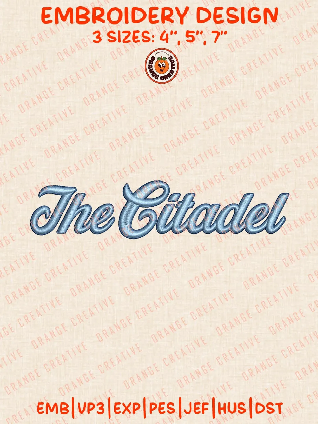 The Citadel Text Embroidery Design, NCAA The Citadel Bulldogs Team Logo Embroidery Design, Machine Embroidery Design File, 4 Sizes, Digital Download