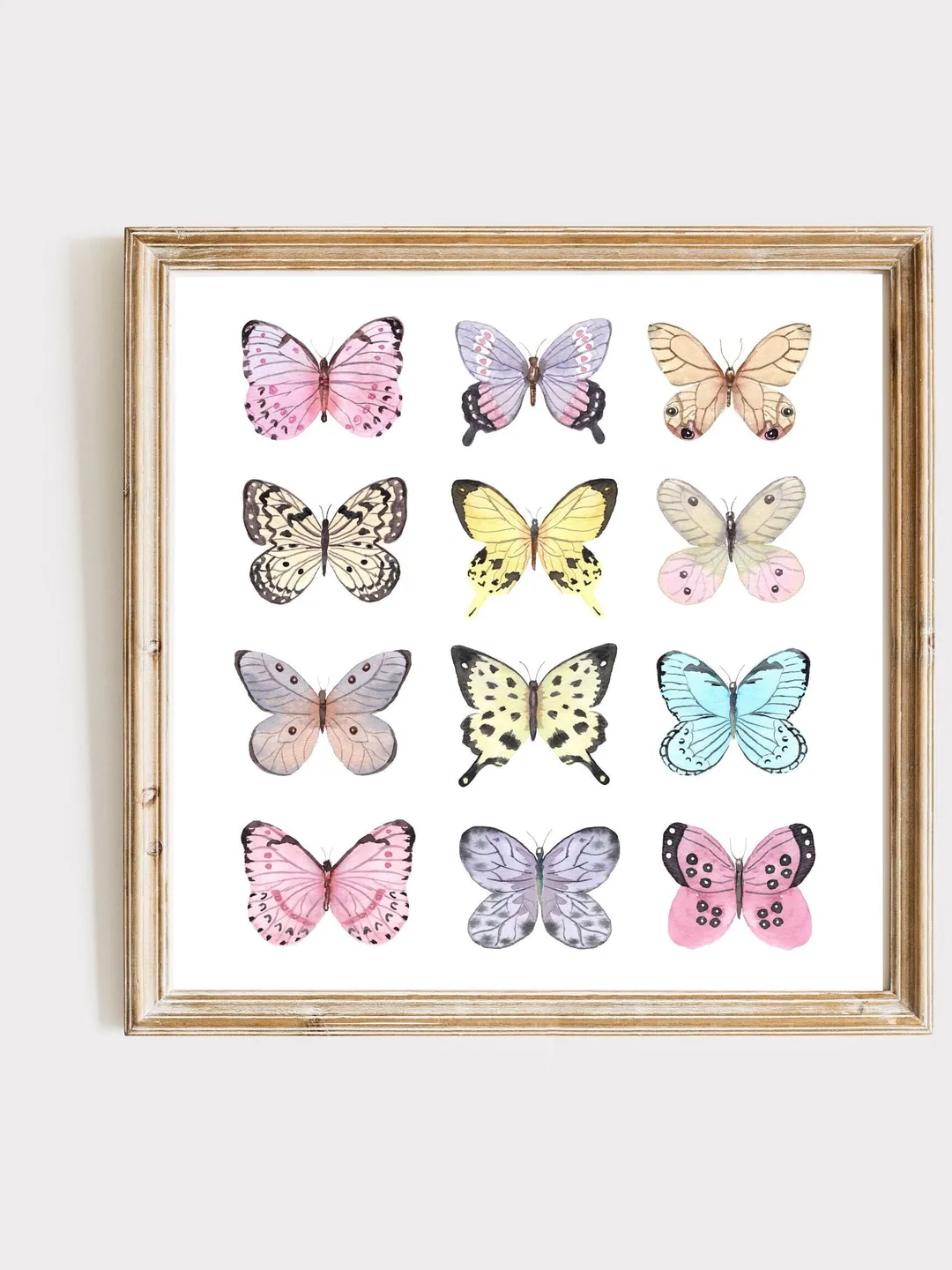 Butterfly Wall Art Print Watercolor Painting Pink Wall Art Decor Insect Art Monarch Butterfly Kids Room Art Pink Art Poster Vintage Print