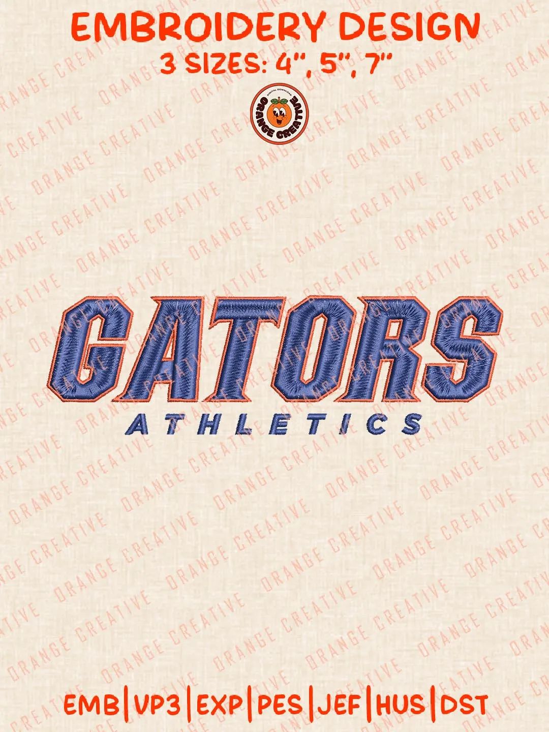 NCAA Gators Athletics Logo Embroidery Design, NCAA Florida Gators Team Embroidery Design, Machine Embroidery Design File, 4 Sizes, Custom Size, Digital Download