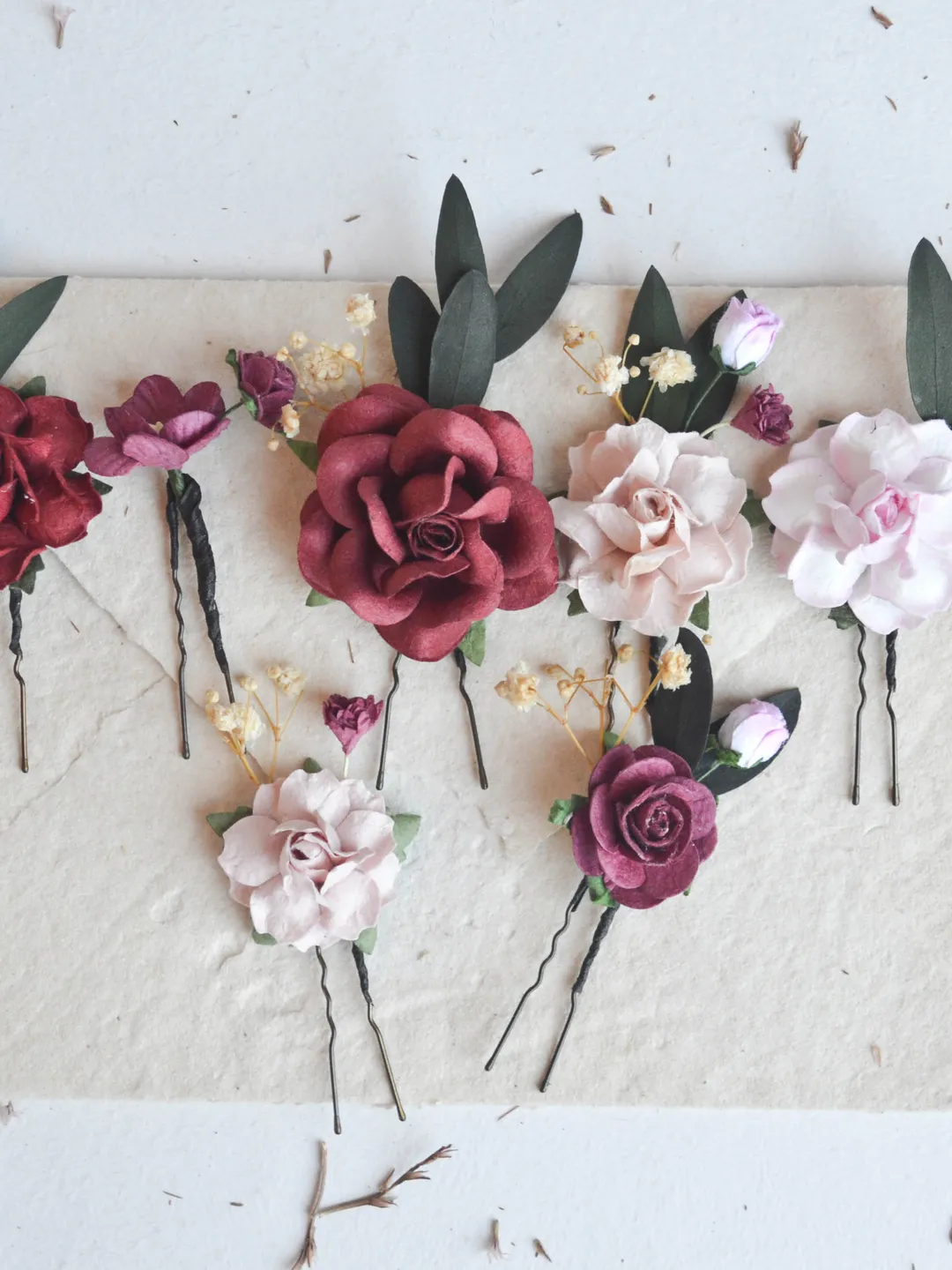 5 pcs Dusty pink hair pins Flower hair piece Bridal hair  display picture 2