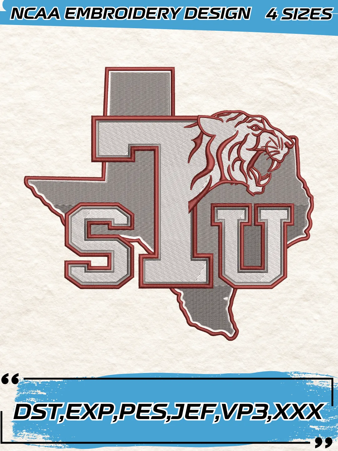 Texas Southern Tigers Logo Embroidery Design,NCAA Logo Embroidery Design,Machine Embroidery Design File,4 Sizes, Digital Download