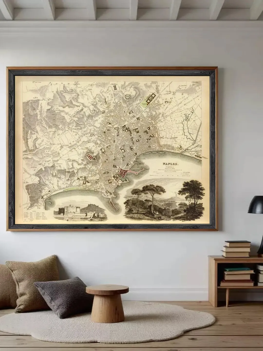 Naples Italy Vintage Map Print | 1835 Napoli City Plan