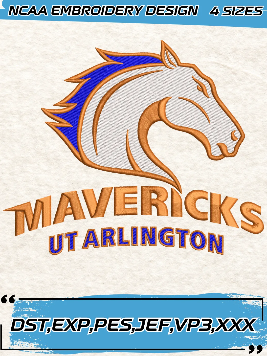 Texas-Arlington Mavericks Logo Embroidery Design,NCAA Logo Embroidery Design,Machine Embroidery Design File,4 Sizes, Digital Download