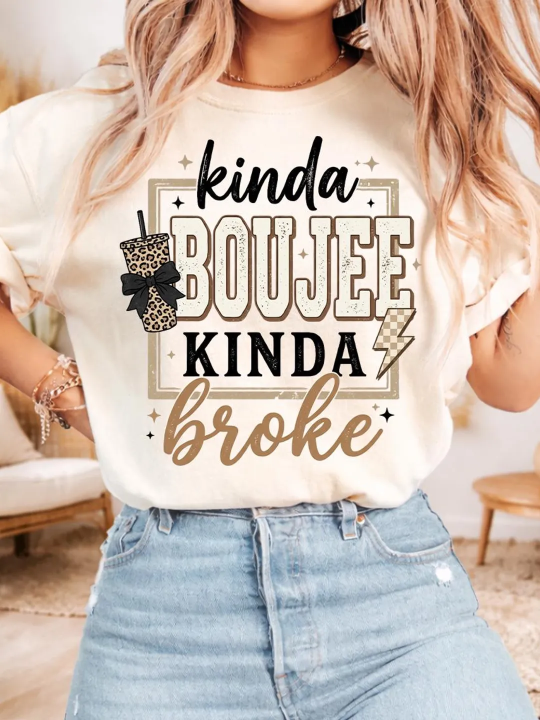 2 PNG Designs Coquette Boujee Kinda Broke PNG, Leopard Bow Sublimation ...