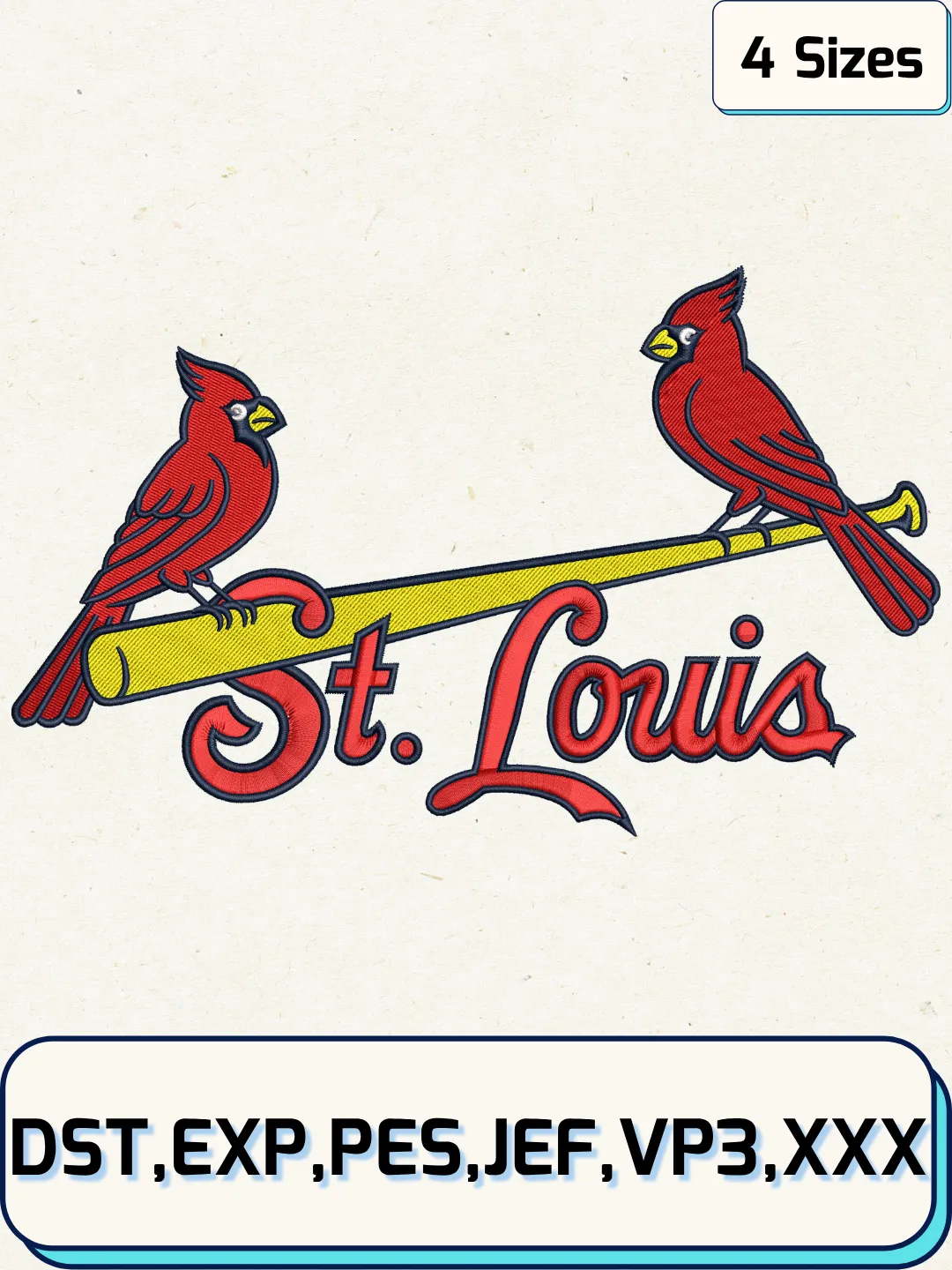 Cardinals Baseball Embroidery Design – Machine Embroidery File- 4 Sizes