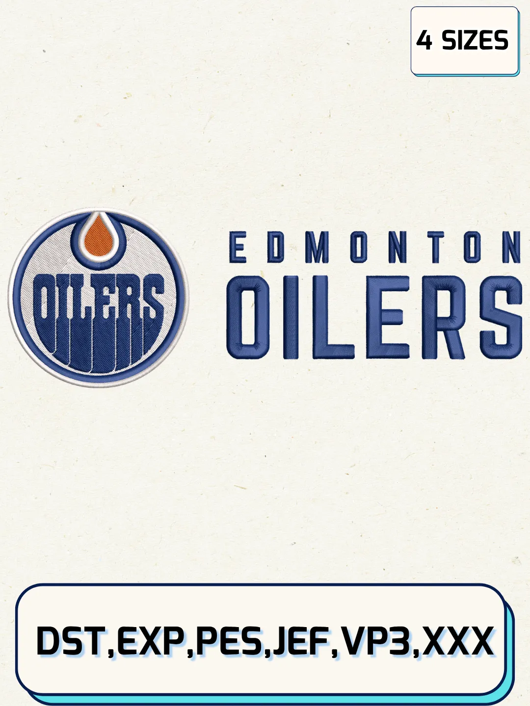 Edmonton Hockey Embroidery Design Files ,Machine Embroidery Files,4 Sizes
