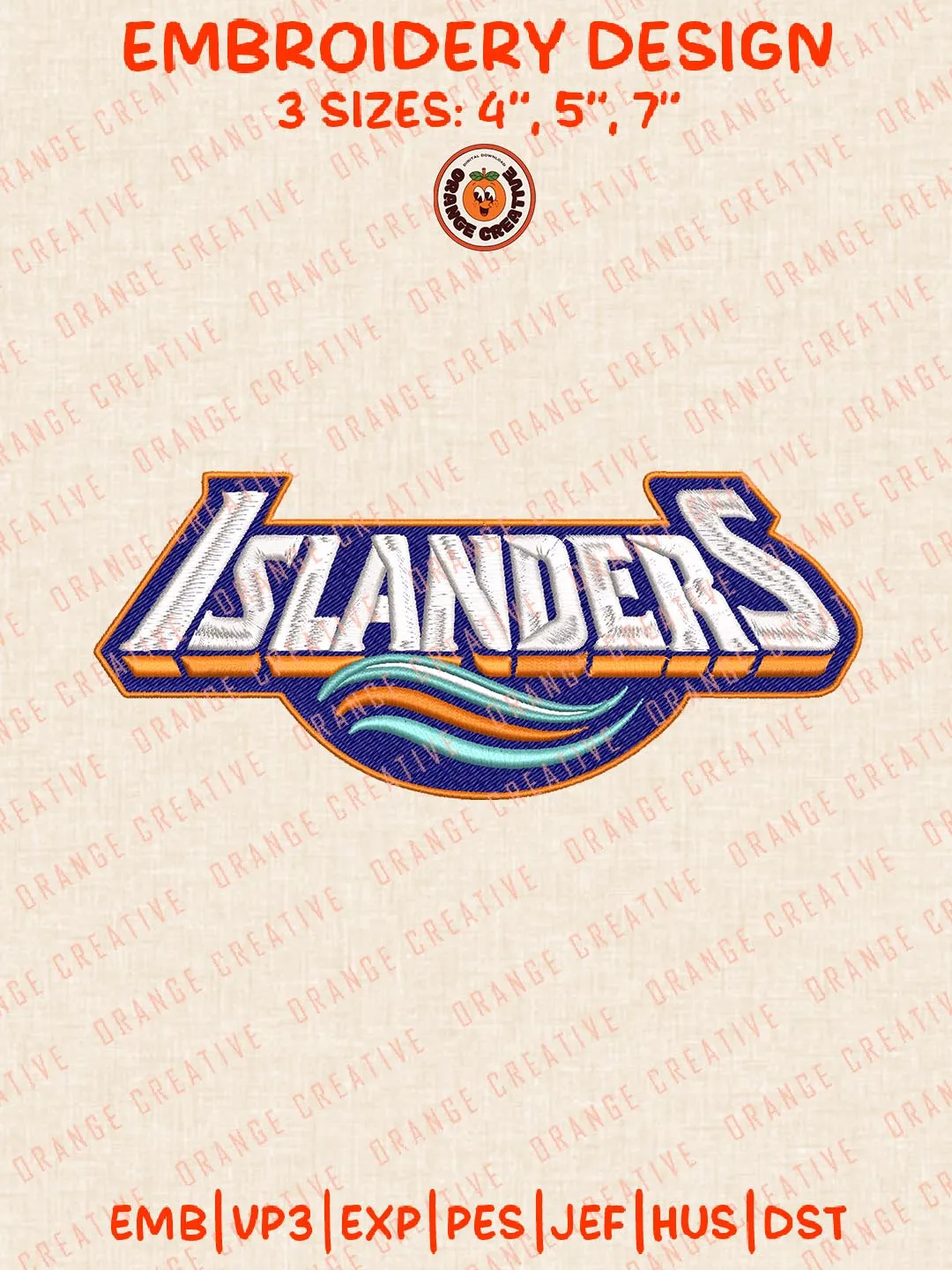 NHL Islanders Text Logos Embroidery Designs, NHL New York Islanders Team Logo Embroidery Files, Machine Embroidery Design File, 4 Sizes, Custom Size, Digital Download