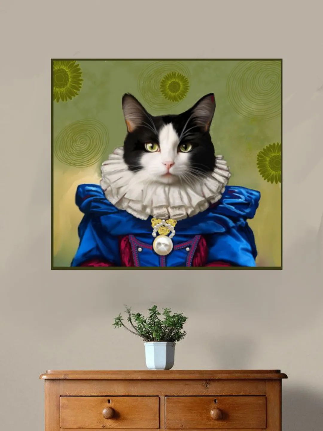 Renaissance cat portrait, Royal Pet Portrait, Personalized portrait, Digital Download