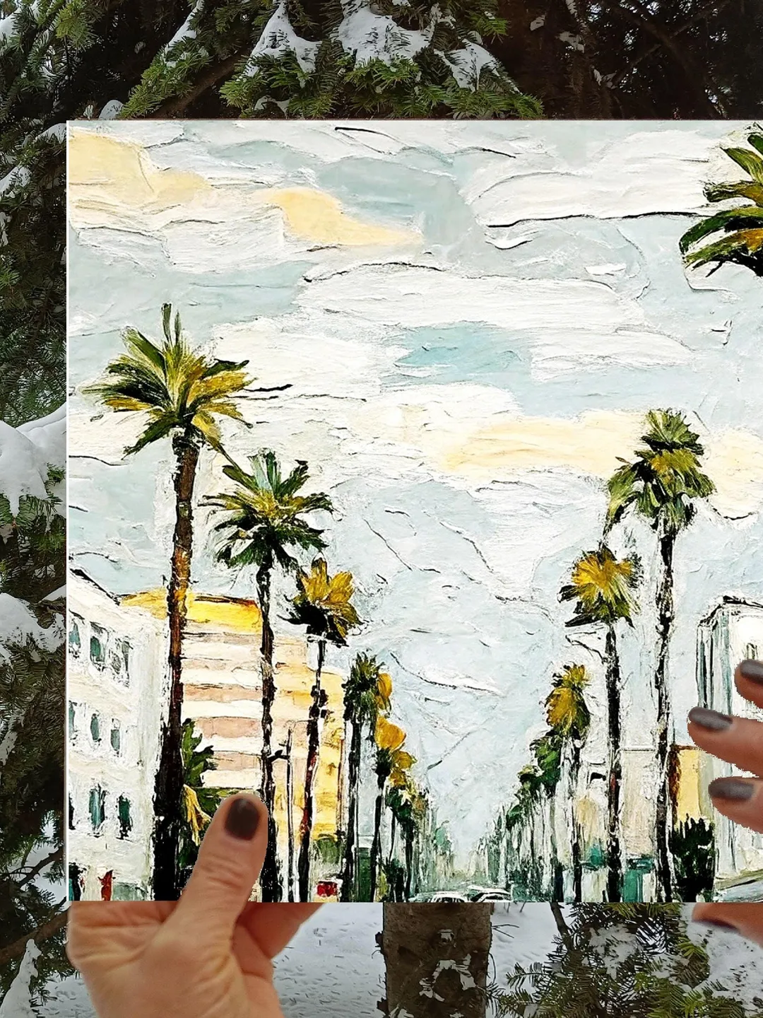 Los Angeles Oil Painting Street Original Art Impasto Scene Sunset ...