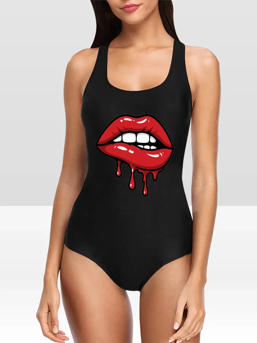 with Lips One Piece Swimsuit