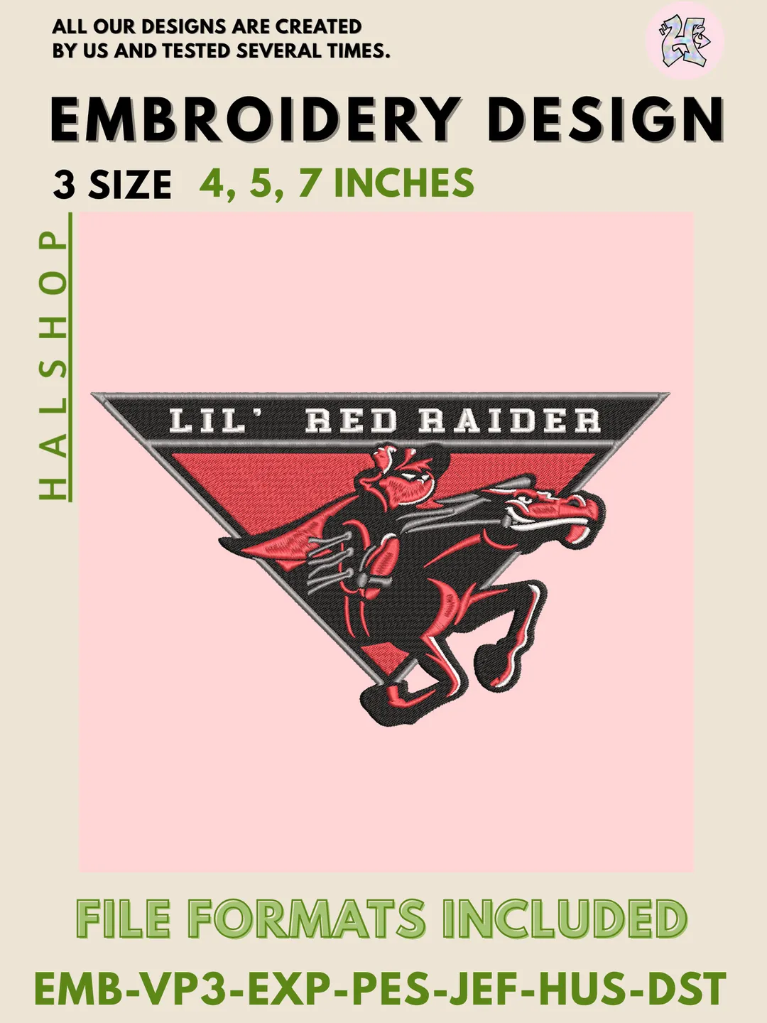 NCAA Texas Tech Red Raiders Logo Machine Embroidery Design – College Football Embroidery File ❤️🏈