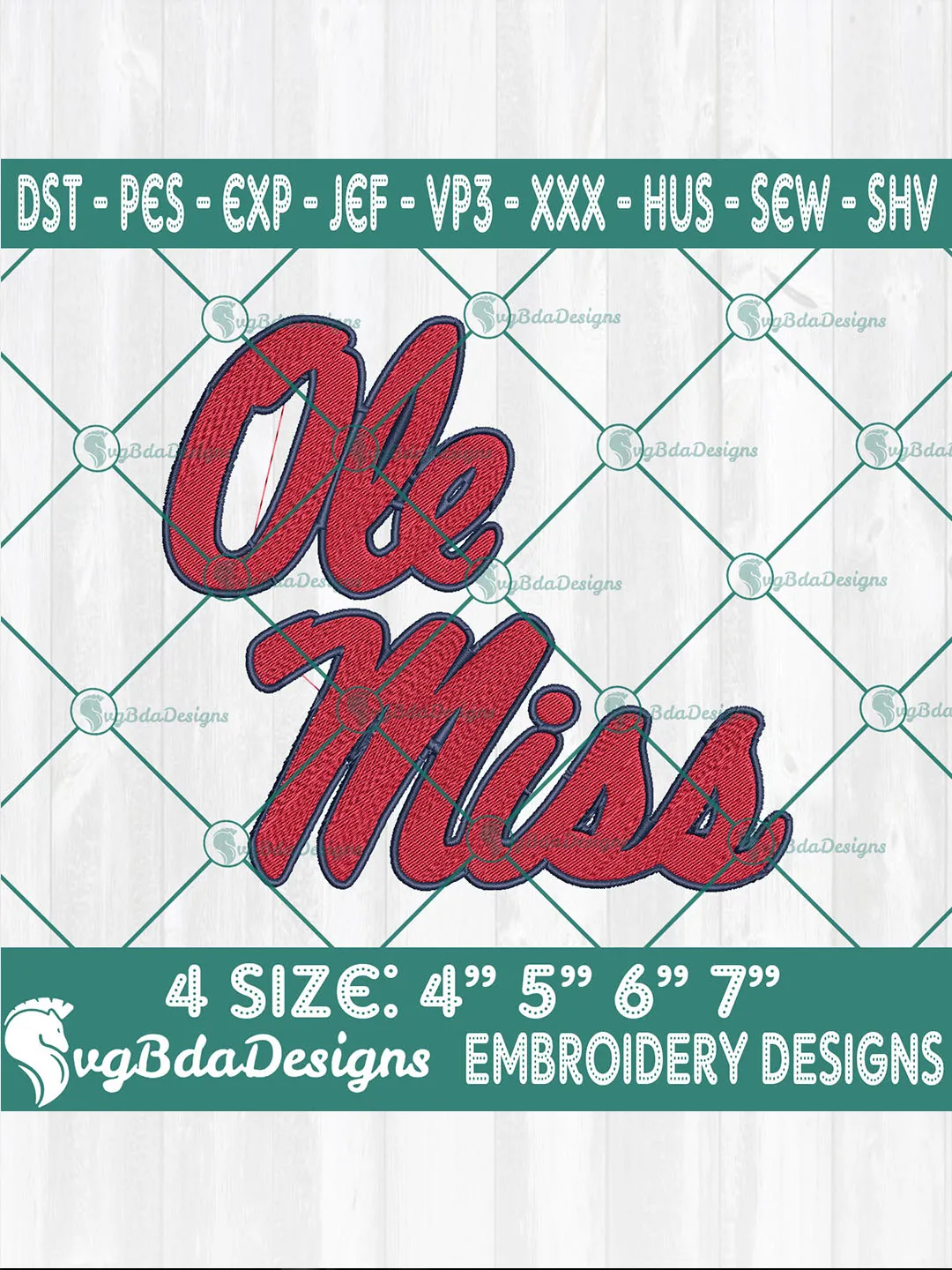 Ole Miss Rebels Embroidery Designs | NCAA Football Logo Embroidery Files