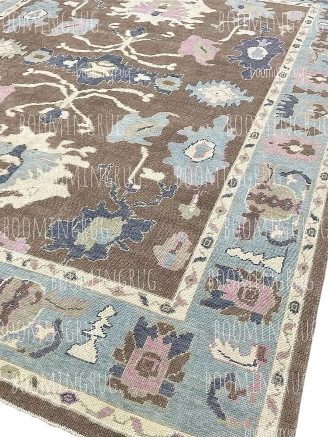 Tukish Wool Rug Vintage Oushak Rug 8x10 Brown Pastel Turkish Area Rug | Hand Knotted ...