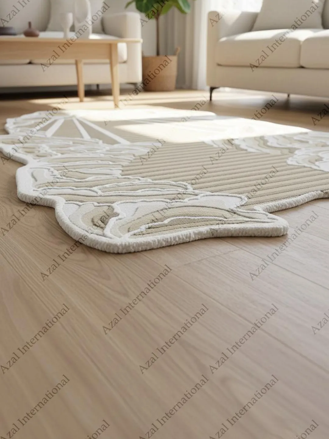 Hand-Tufted Wool Area Rug, Cloud Sunray Design