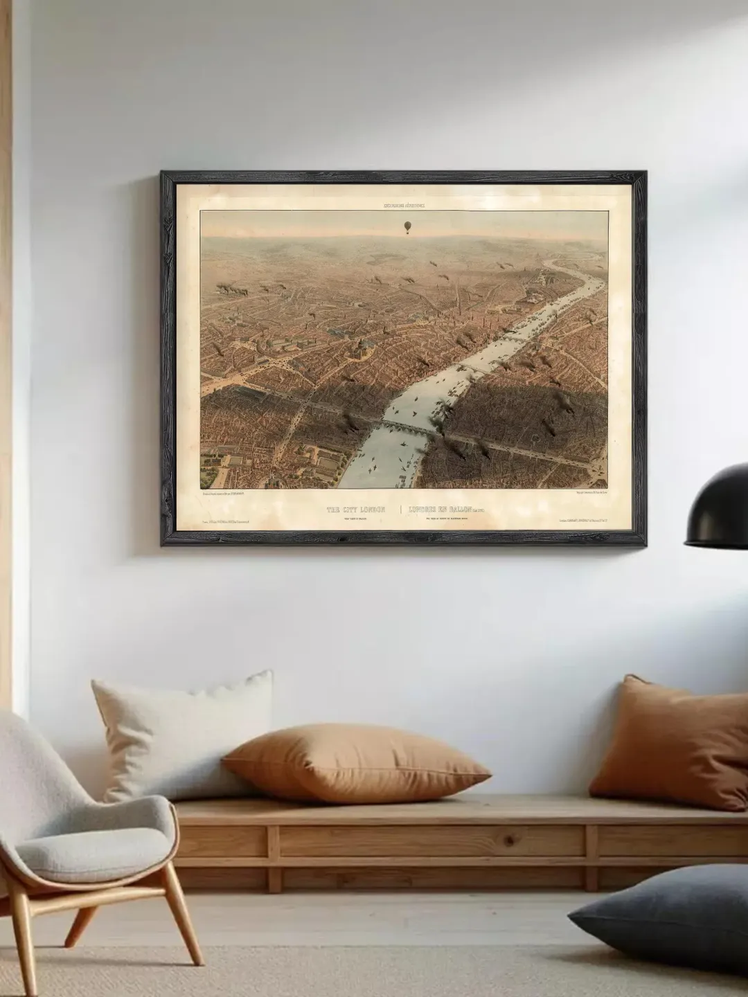 Old View of London in 1896 Vintage Map | Wall Map Print