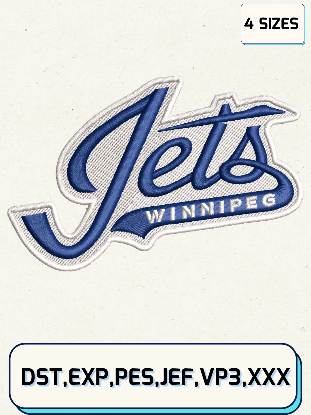 Winnipeg Hockey Embroidery Design Files,Machine Embroidery Files,4 Sizes