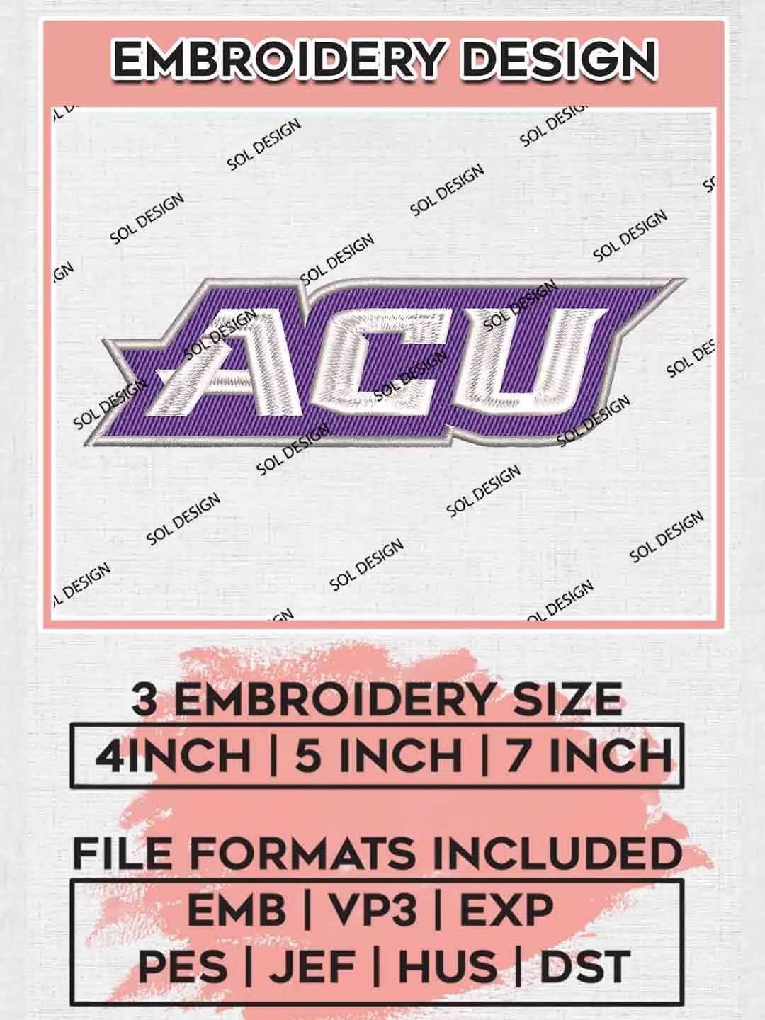 ACU Wildcat Embroidery Design, Football Embroidery files, Sport Machine embroidery files, 3 sizes, Instant Download