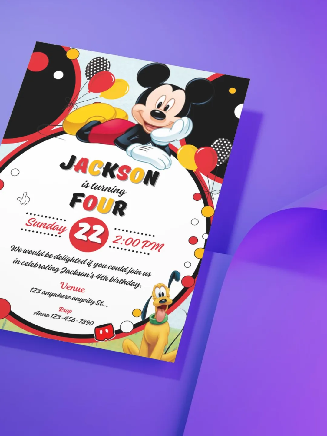 Mickey Mouse Clubhouse Birthday Invitation | Editable Canva Template ...