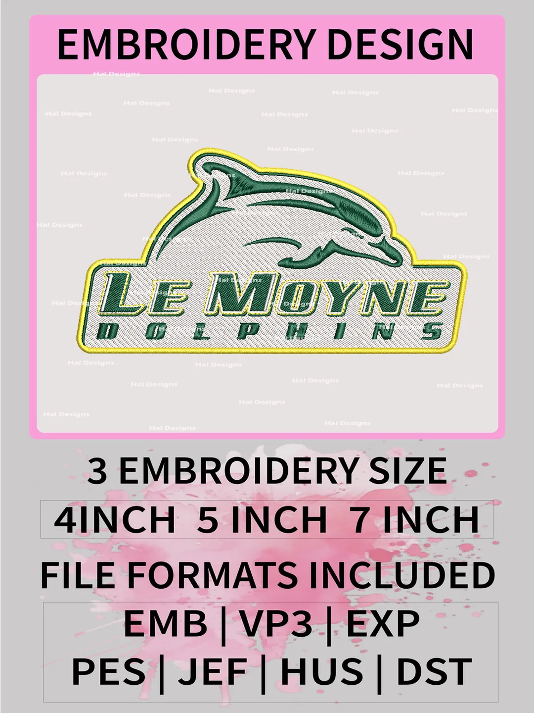 NCAA Le Moyne Dolphins Embroidery File, 3 Sizes, 6 Formats, NCAA Machine Embroidery Design, NCAA Logo, NCAA Teams