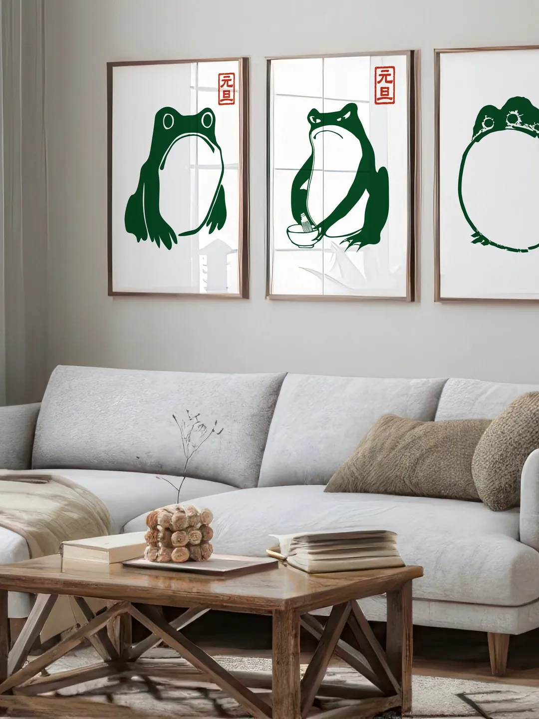 Japanese Matsumoto Hoji Frog Set of 3, Vintage Frog Woodblock Poster ...