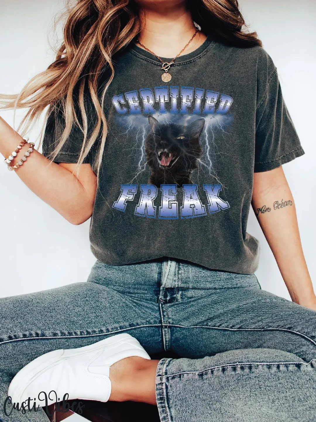 Funny Cat Meme T-Shirt, Certified Freak Graphic Tee