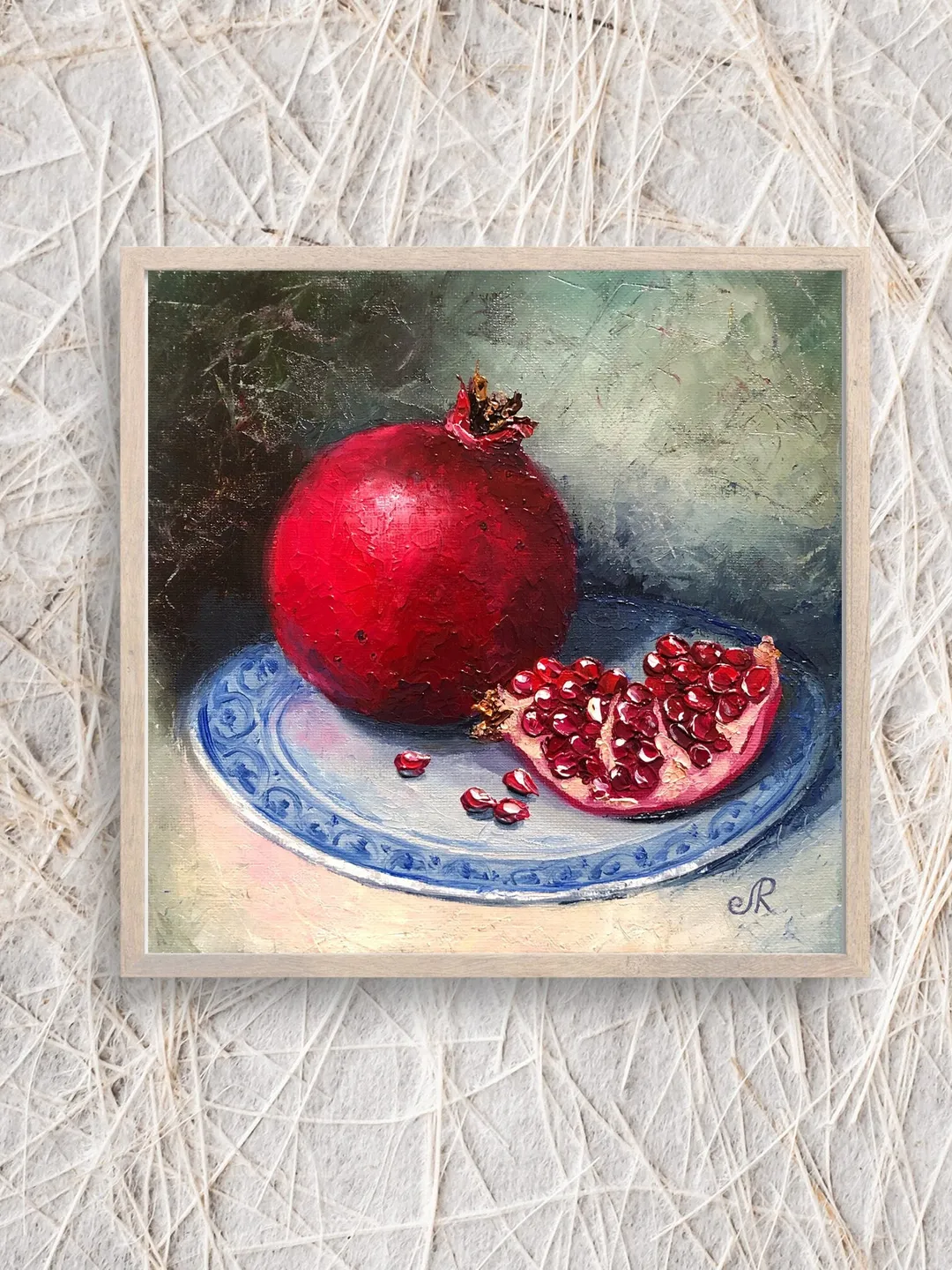 Fruits Oil Painting Original Kitchen Still life Pomegranate Art