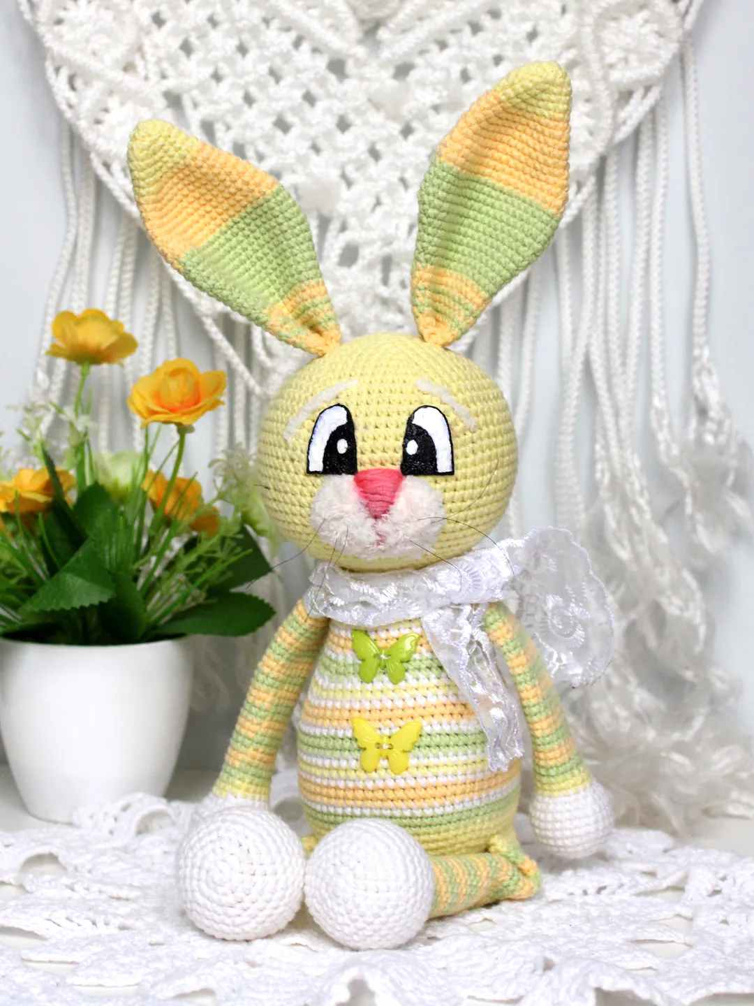 Crochet bunny pattern PDF in English Amigurumi stuffed rabbit Gift baby DIY Hare toy long legs