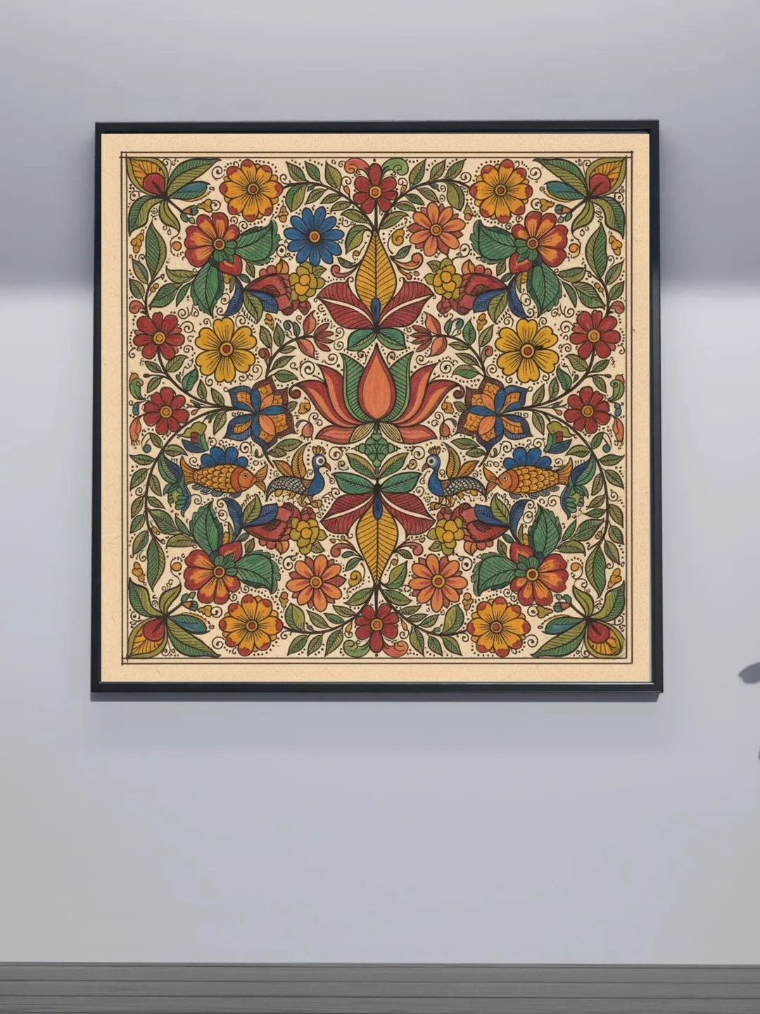 Indian Folk Floral Pichwai Painting, Tree of Life, Madhubani Art ...