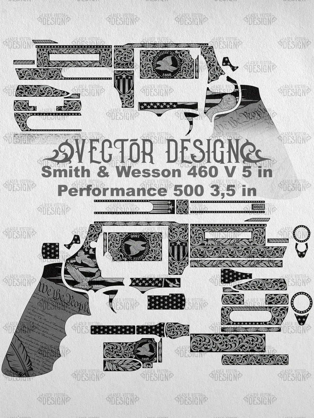 Smith & Wesson 460 V 5 in, Performance 500 3,5 in American eagle