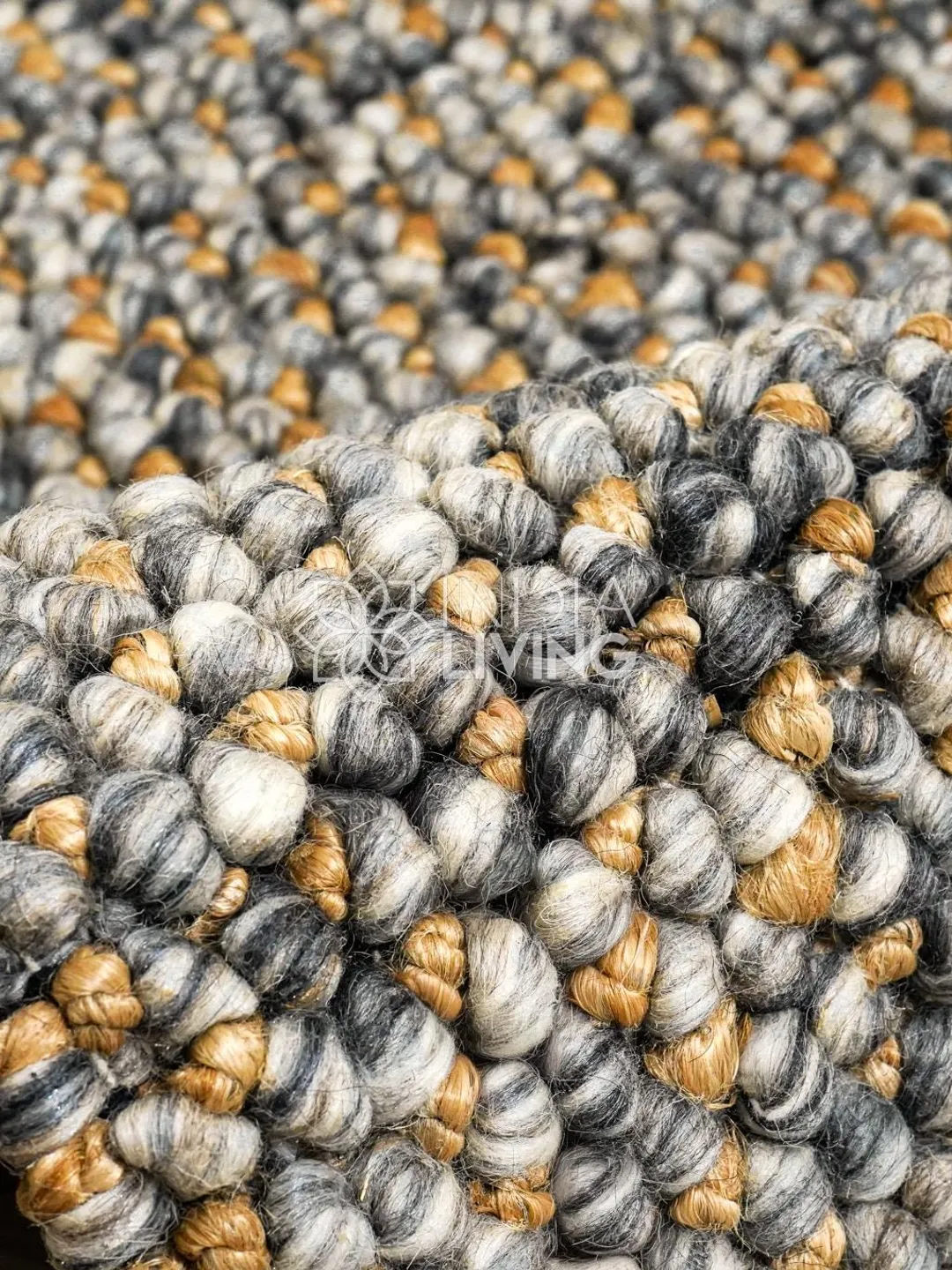 Grey Blend Chunky Pebble Wool Jute Rug : Handwoven Scandinavian Neutral ...