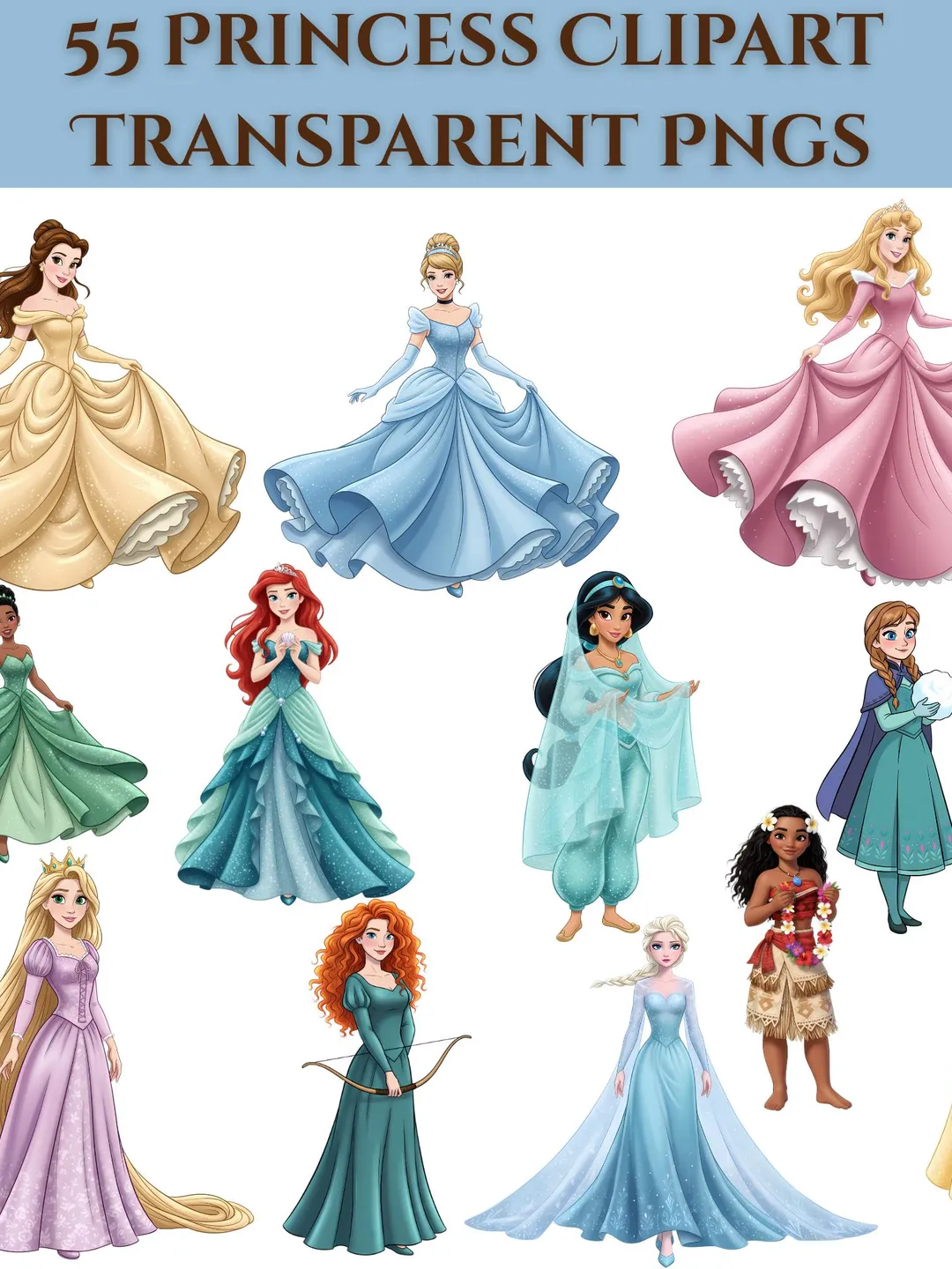 Princess PNG Cliparts Bundle, Princess Cartoon PNG Images, Birthday ...