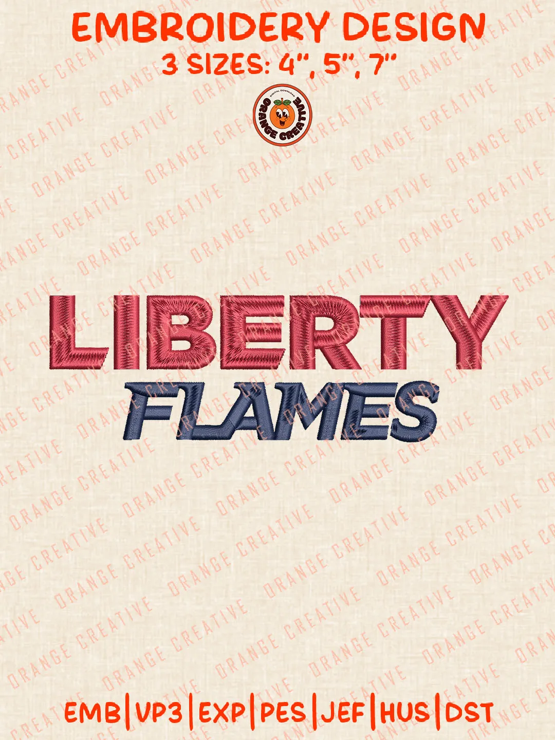 NCAA Liberty Flames Wordmark Logo Embroidery Files, NCAA Liberty Flames Team Embroidery Designs, Football Team Machine Embroidery Files, NCAA Liberty Machine Embroidery, Digital Download