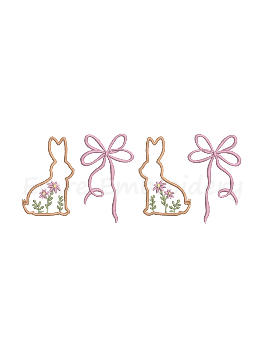 Coquette Bow Easter Bunny Embroidery Design, Machine Embroidery Design, 6 Sizes, Instant Download