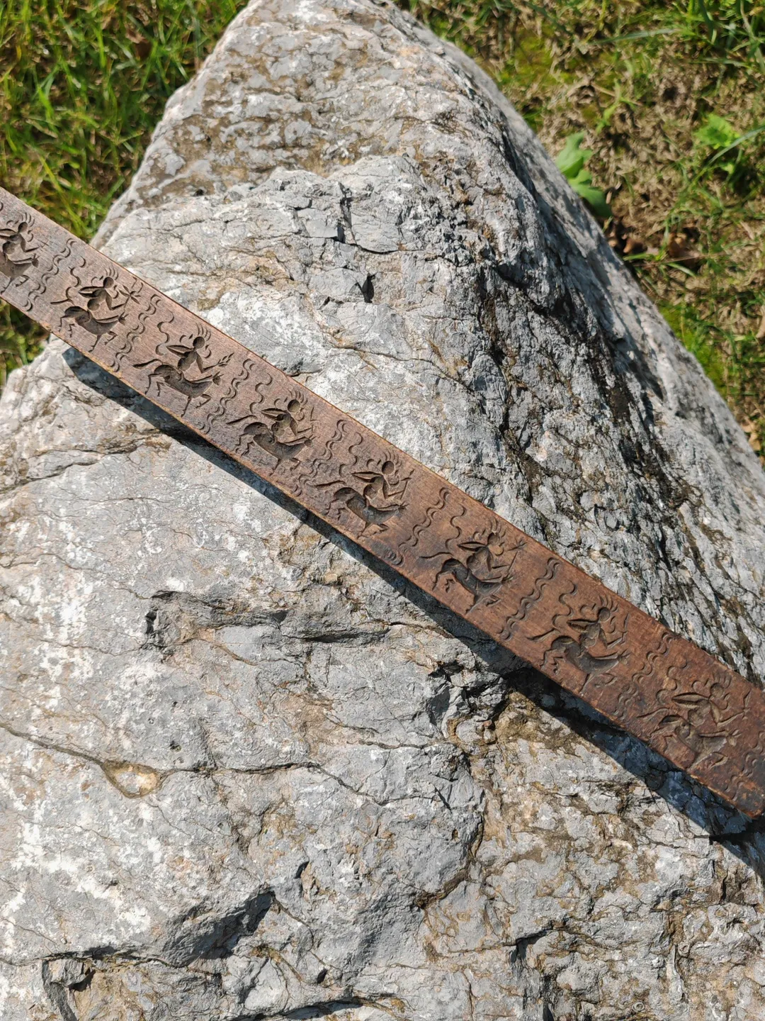 Gandhanra Antique Tibetan Buddhist Zanpar Wooden Mold Stick,Dharma Ritual Plate,Intricately Carved Esoteric Ritual Objects and protectors