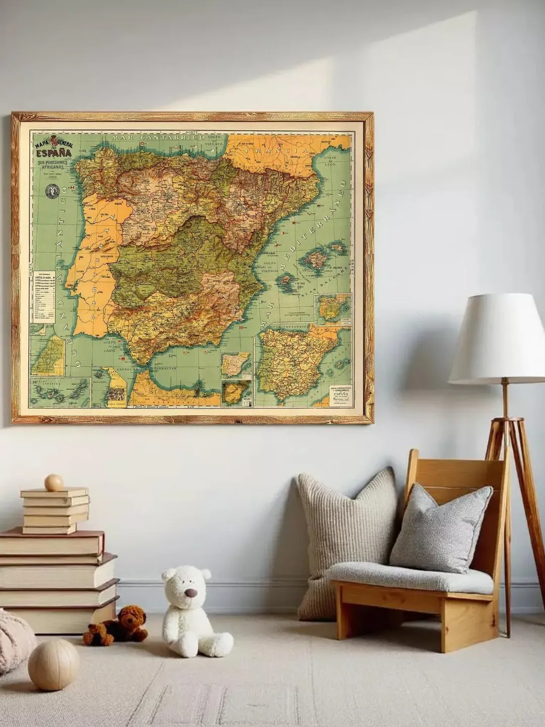 Old Map of Spain 1900  | Wall Map Print