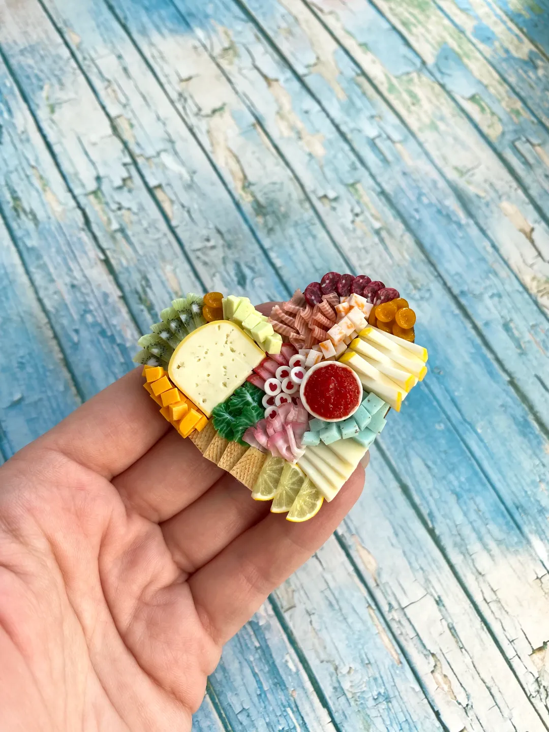 Magnet Miniature Cheese Charcuterie board with Polymer clay Souvenir