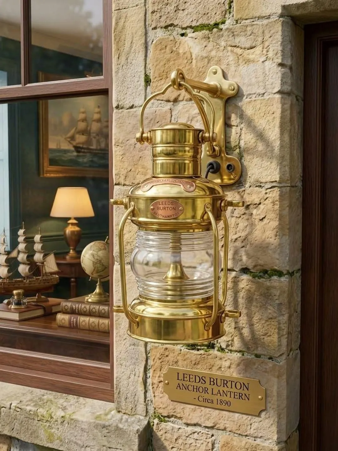 Nautical Brass Anchor Lantern | Handmade Maritime hanging light