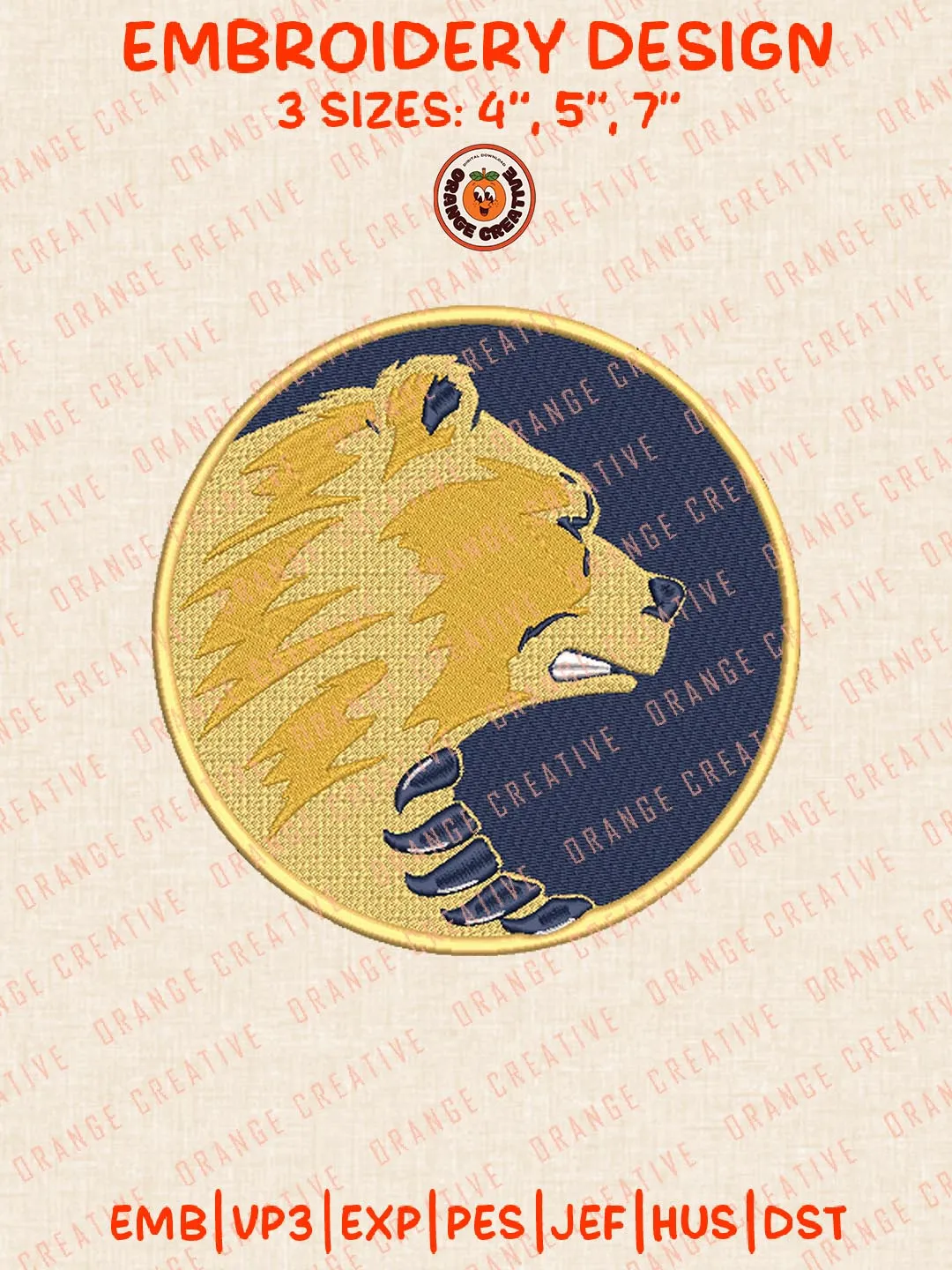 NCAA California Golden Bears Mascot Embroidery Design, NCAA Team Logo Embroidery Design, Machine Embroidery Design File, 4 Sizes, Custom Size, Digital Download