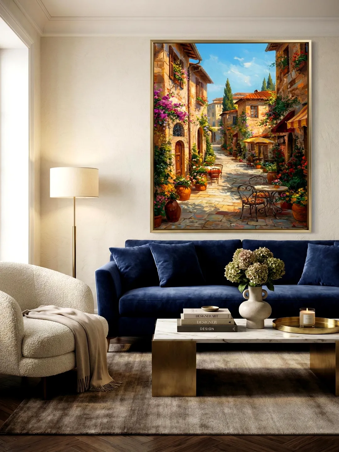 Tuscan Street Oil Painting Print, Rustic Italian Alleyway (Digital