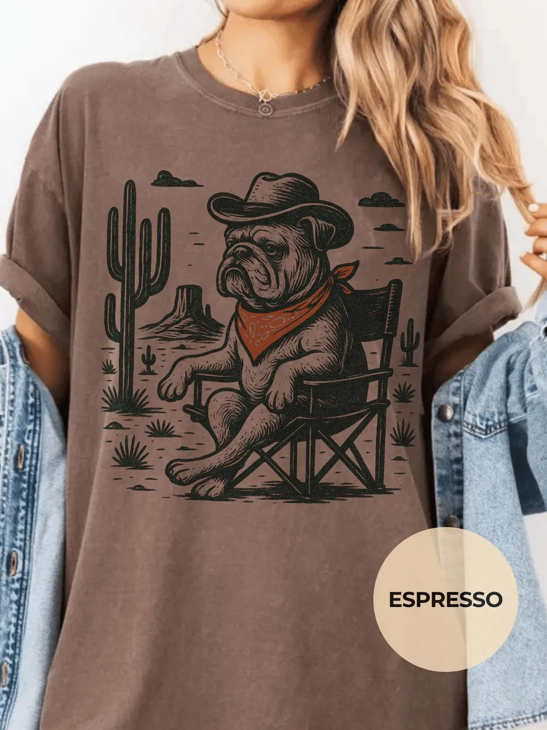 Vintage Cowboy Bulldog Comfort Colors® Shirt Western UFO Desert Dog Pet Lover