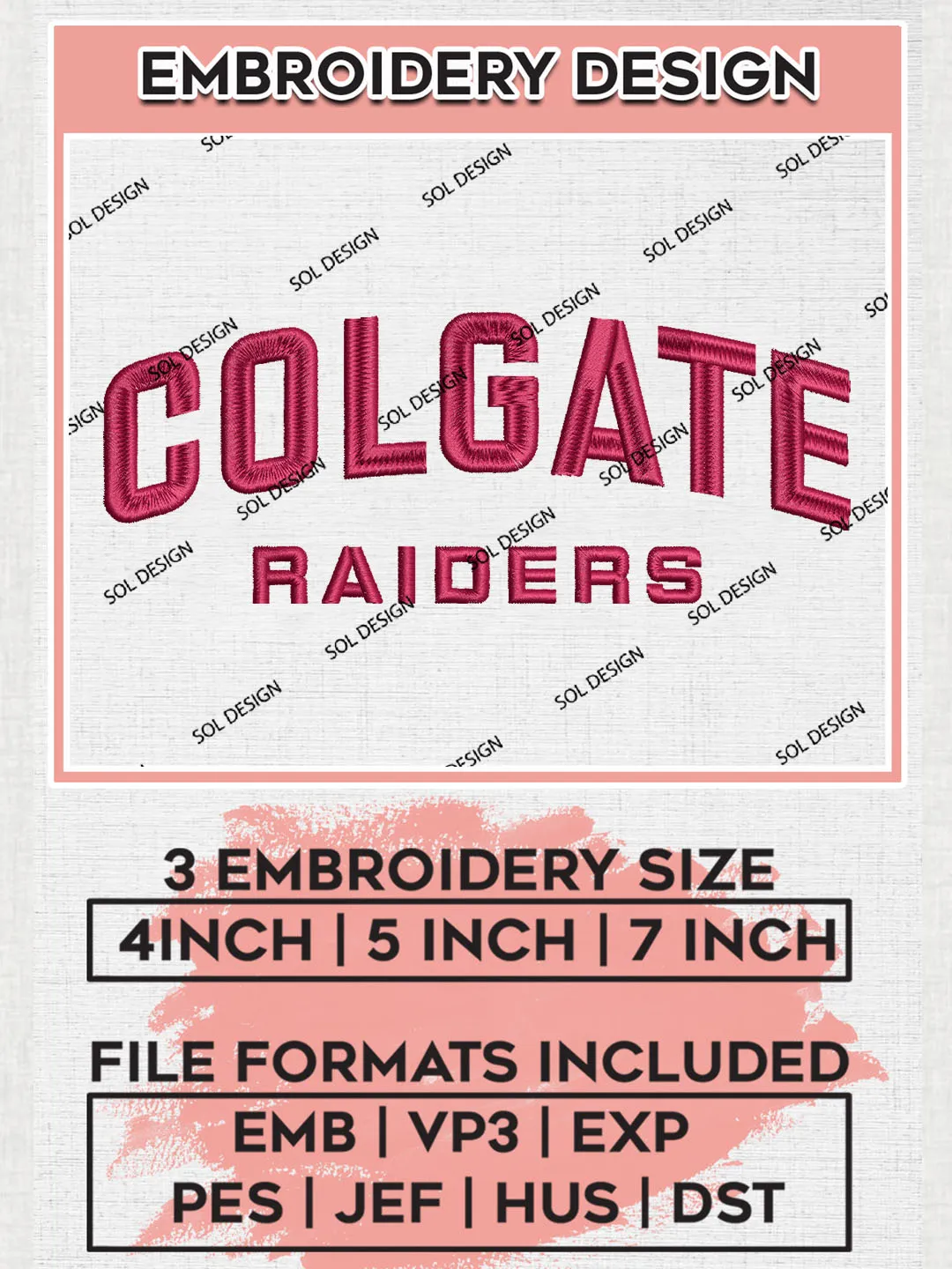 NCAA Colgate Raiders College Team Writing Logo Embroidery Design Files, NCAA Colgate Raiders Machine Embroidery, NCAA Teams, 3 sizes, NCAA Machine embroidery designs, Digital Download