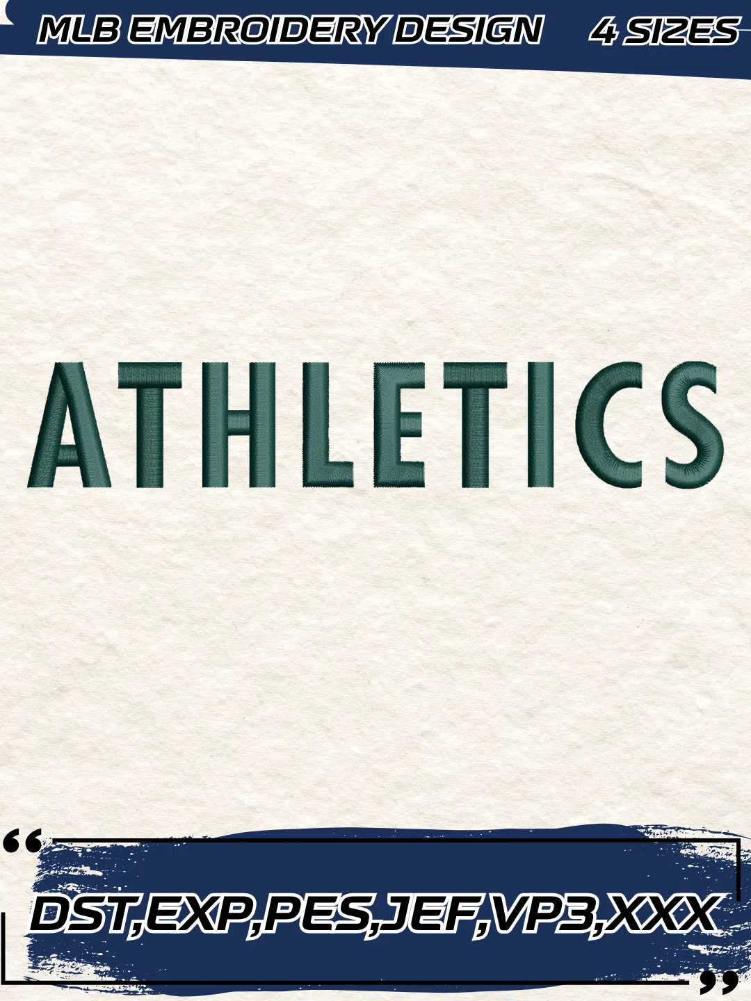 Athletics Wordmark Logo Embroidery Design,MLB Logo Embroidery Design,Machine Embroidery Design File,4 Sizes, Digital Download