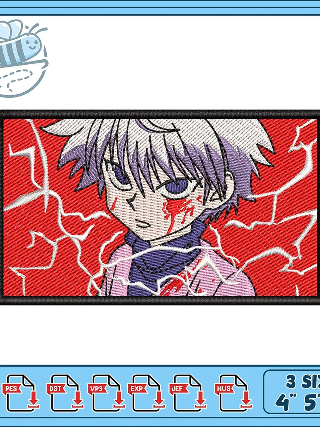 Killua Patterns Killua Bloody Battle Embroidery Design, Anime Lightning Patch Machine ...