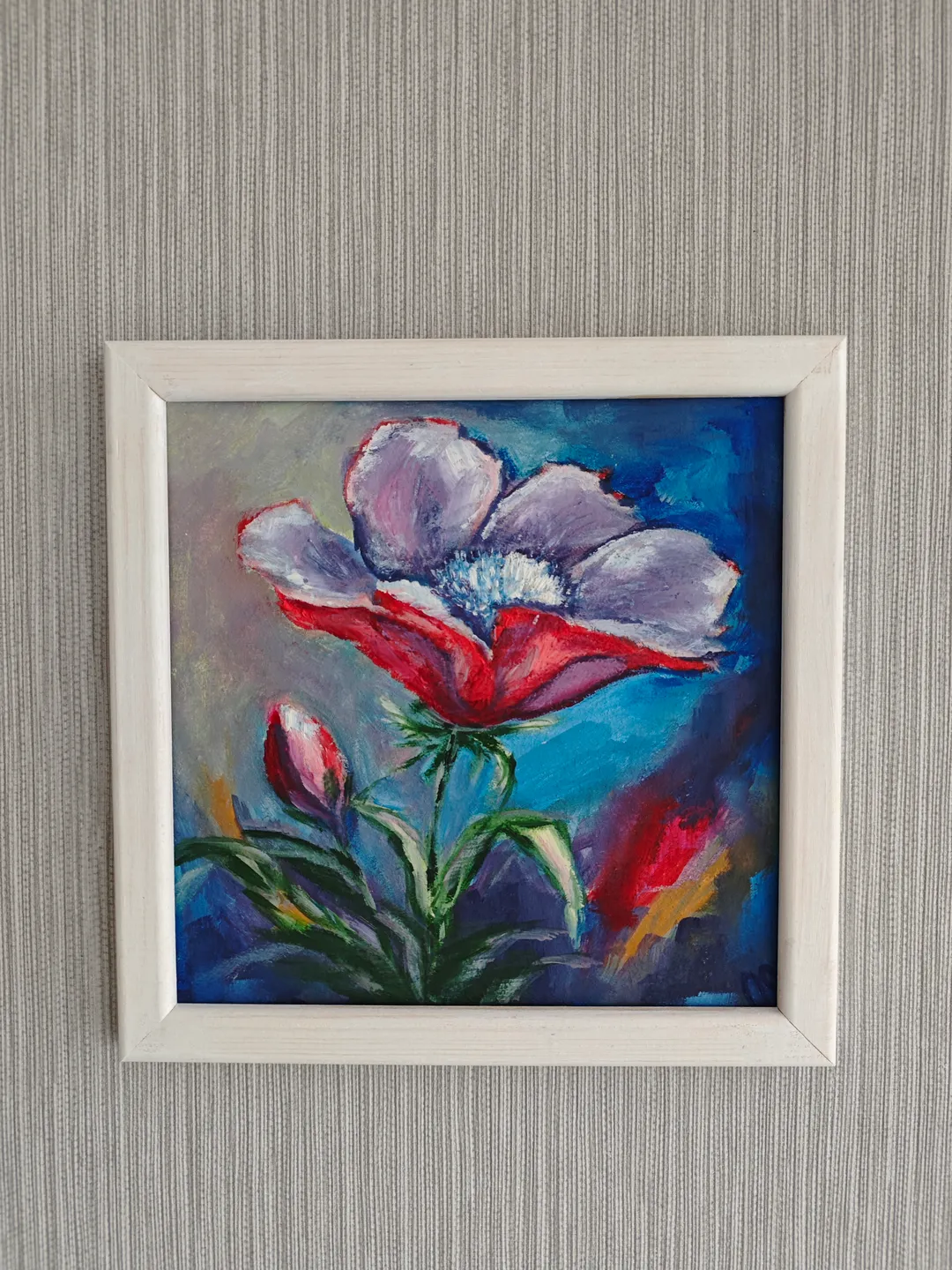 Poppy Abstract Original Painting Floral Original Art Red Flower Modern Artwork Bright Red Poppy Oil Painting Red Poppy Wall Decor Art 8 x 8 inches by Olga SokolovaArt