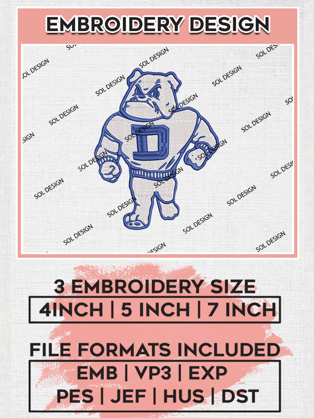 Drake Bulldogs College Football Team Mascot Logo embroidery designs, NCAA Drake Bulldogs Logo Machine embroidery files, NCAA Team Logo embroidery designs, NCAA Game Day Machine embroidery designs, Digital Download
