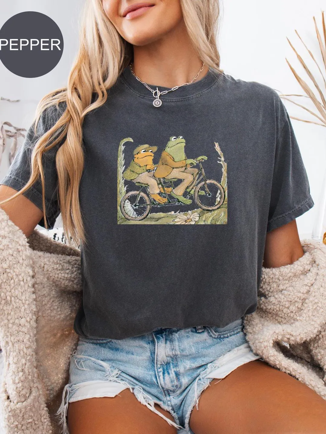 Comfort Colors® Frog And Toad On Bike Shirt, Nature Shirt, Bike Lovers Shirt, Classic Book Shirt, Cute Frog Shirt, Book lover gift