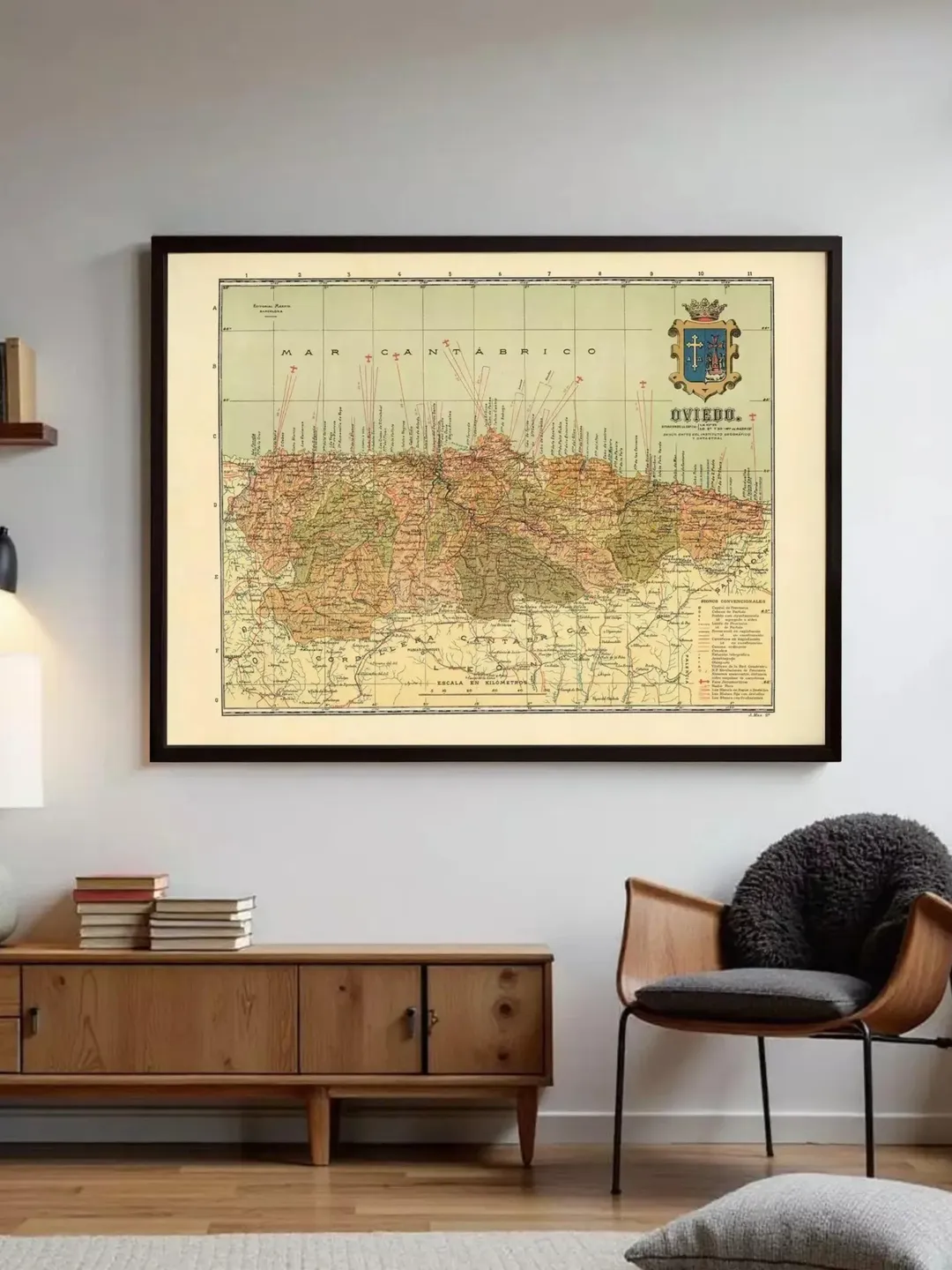 Vintage Oviedo Spain Map Print | 1900 Asturias Wall Art
