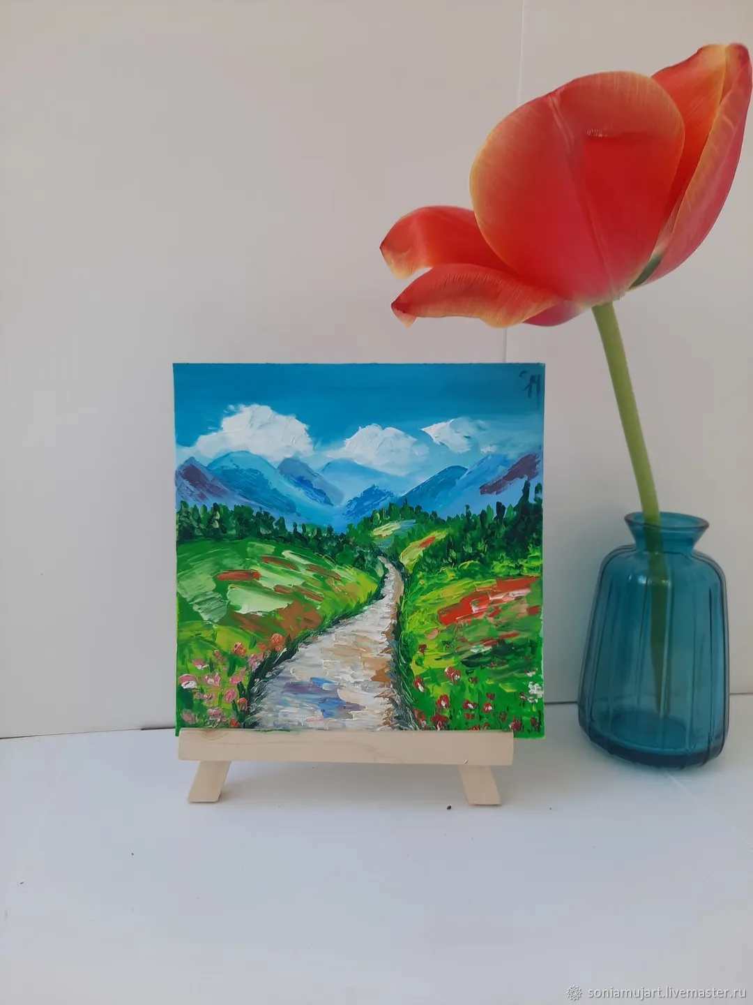 The road to the mountains. Oil