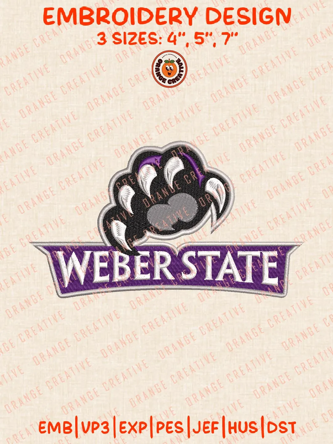 Weber State NCAA Logo Embroidery Design, NCAA Team Embroidery Design, Machine Embroidery Design File, 4 Sizes, Digital Download