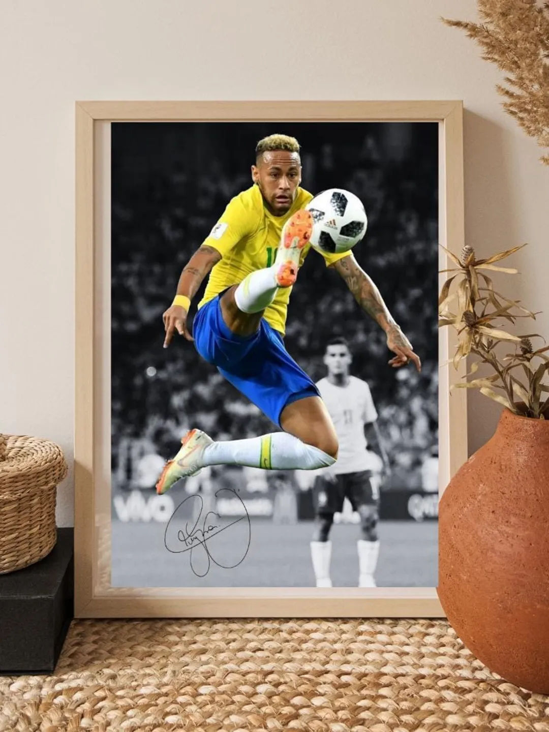 Neymar Jr Soccer Star Walnut Art Portrait